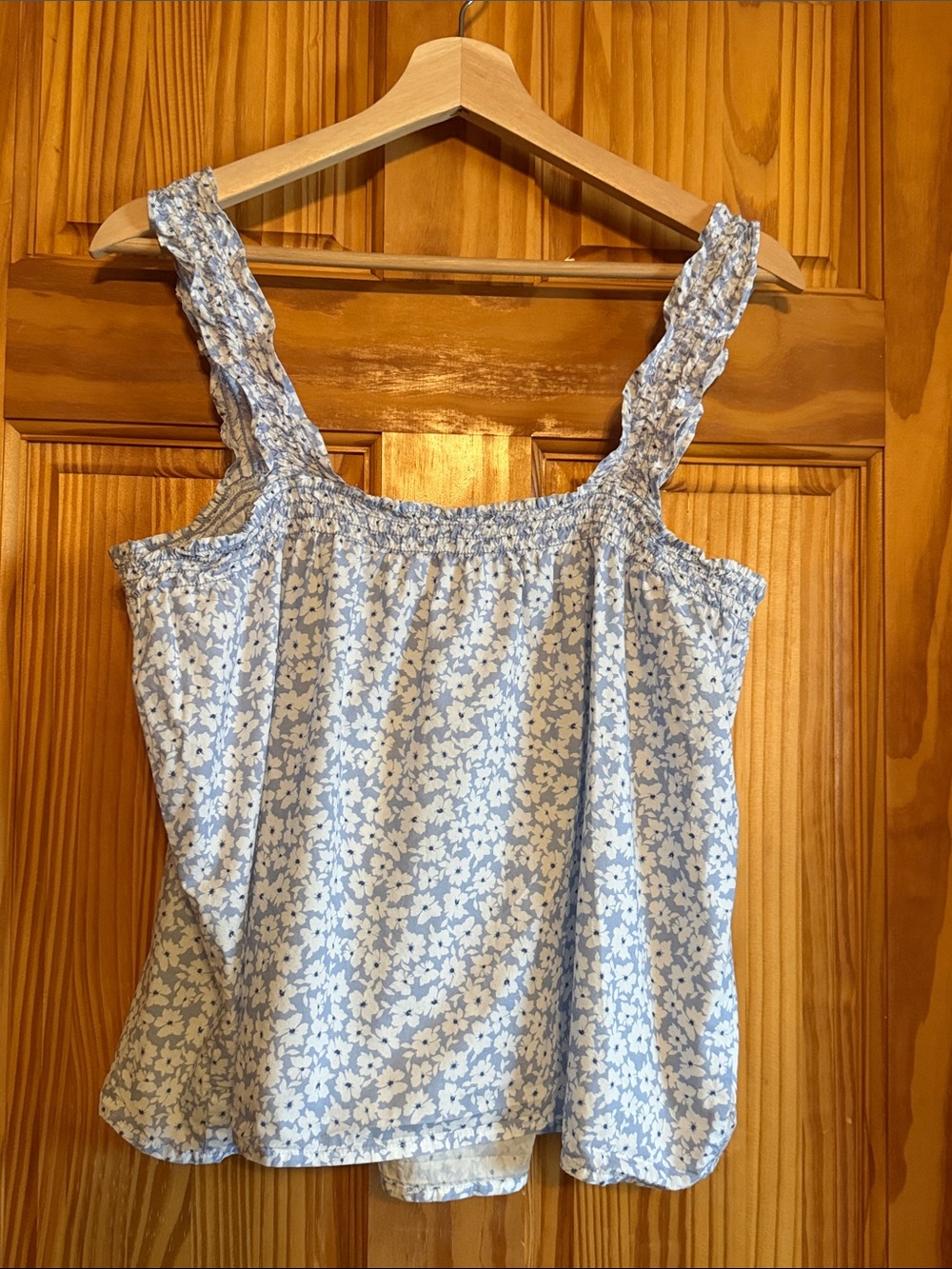 J. Crew Light Blue and White Floral Ruffle Strap Camisole - Picture 6 of 7